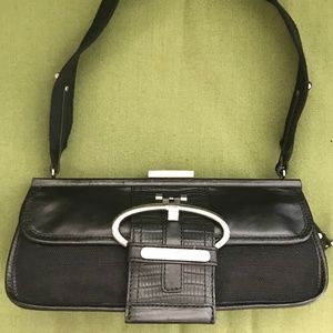 CHARLES DAVID "Multi-textured" Black Shoulder Bag